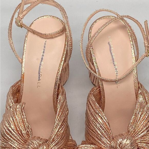 Loeffler Randall  Camellia Rose Pleated Bow Heel Sandals size 7 - Picture 10 of 13
